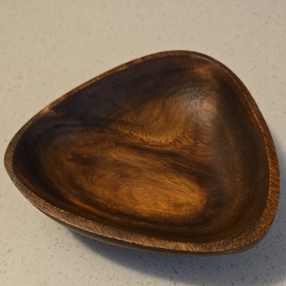Triangular Wooden Bowl Catchall Dish For Keys, Coins, Trinkets, Perfume, Jewelry